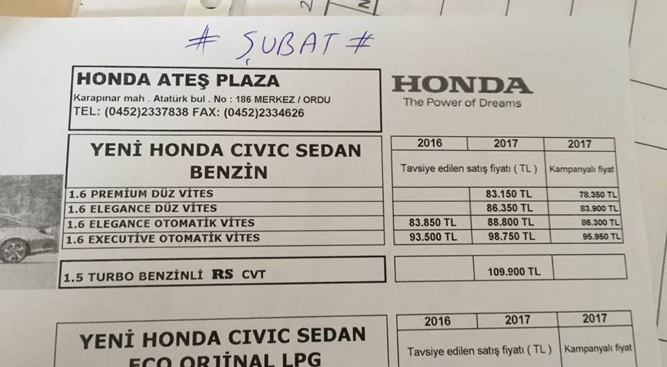 HONDA CIVIC TÜRKİYE’DE NE KADARDAN SATILACAK